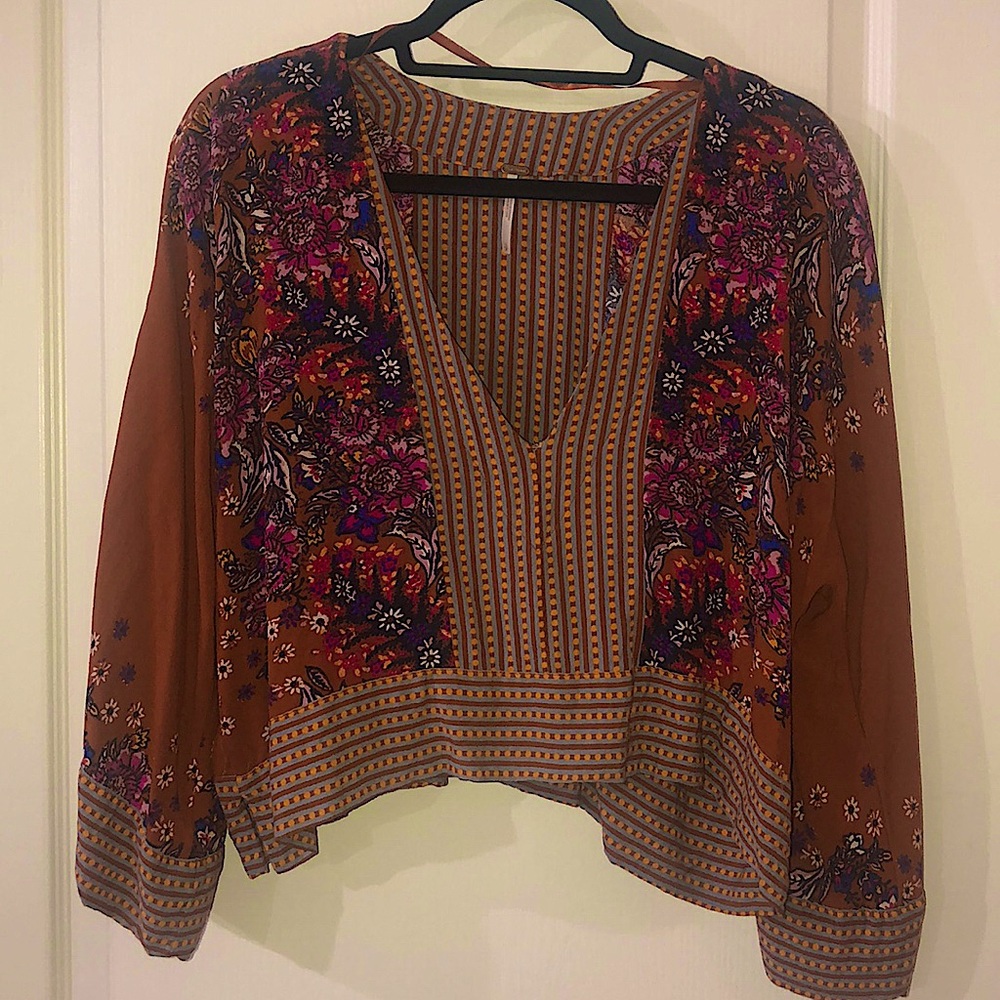 Free People Mix n Match Bell Sleeve Top size: S - Picture 2 of 4
